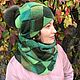Комплект Шапка и Снуд хаки/зелёный. Комплекты головных уборов. Ирина Макатуха (IrinaMakatukha). Ярмарка Мастеров.  Фото №4