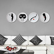 Сувениры и подарки handmade. Livemaster - original item Decorative plates on the wall of a Parisian woman as a gift for March 8 Set No. №3. Handmade.
