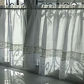 Для дома и интерьера handmade. Livemaster - original item Curtains-cafe made of linen in the Russian style.. Handmade.