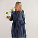Платье с воротничком-гюйс из синей крапивы MUHA-471a. Платья. MUHA (vintagechic). Интернет-магазин Ярмарка Мастеров.  Фото №2