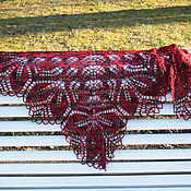 Аксессуары handmade. Livemaster - original item Red and black pure wool shawl. Handmade.