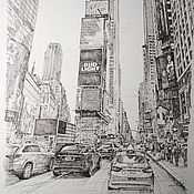 Картины и панно handmade. Livemaster - original item Painting urban landscape drawing, black and white graphics A2.. Handmade.