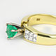 18K Emerald Diamond Statement Ring, 2 Row Diamond Channel Set, Round E. Rings. JR Colombian Emeralds (JRemeralds). My Livemaster. Фото №4