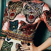 Материалы для творчества handmade. Livemaster - original item Tiger Applique Embroidered with sequins. Handmade.