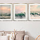 Seascape Sea waves three Photo paintings for interior Triptych 40