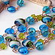With pendant 'Blue sea' of lampwork and gold plated fittings. Necklace. Butik4you. My Livemaster. Фото №5
