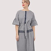 Одежда handmade. Livemaster - original item Dress with flounces Maxi floor length cotton shirt with lace. Handmade.