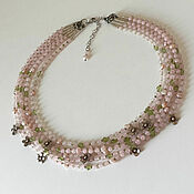 Украшения handmade. Livemaster - original item Rose quartz, pearl and peridot necklace. Handmade.