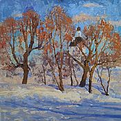 Картины: Зимний деревенский пейзаж