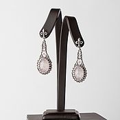 Украшения handmade. Livemaster - original item Pink ice. Rose quartz earrings in silver beads. Handmade.
