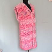 Одежда handmade. Livemaster - original item Knitted pink striped vest. Handmade.