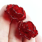 Украшения handmade. Livemaster - original item Earrings flowers Poppy. Silver, lampwork glass red. Handmade.