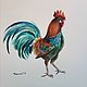 The picture with the rooster, the rooster, new year 2017, watercolor p, Pictures, Podolsk,  Фото №1