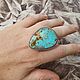 Кольцо с крупной бирюзой. Кольца. Karma-jewelry. Ярмарка Мастеров.  Фото №4