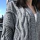 coat: Women's handmade knitted coat in grey. Coats. Kardigan sviter - женский вязаный свитер кардиган оверсайз. My Livemaster. Фото №5