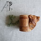 Русский стиль handmade. Livemaster - original item Mug wooden carved SEAL of VELES hypostasis bear. Handmade.