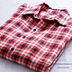 Рубашки: Мужская рубашка из льна в красную клетку, Рубашки мужские, Иваново,  Фото №1