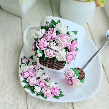 Посуда ручной работы. Ярмарка Мастеров - ручная работа Пионы на посуде. Handmade.