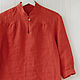 Terracotta blouse with stand made of 100% linen, Blouses, Tomsk,  Фото №1