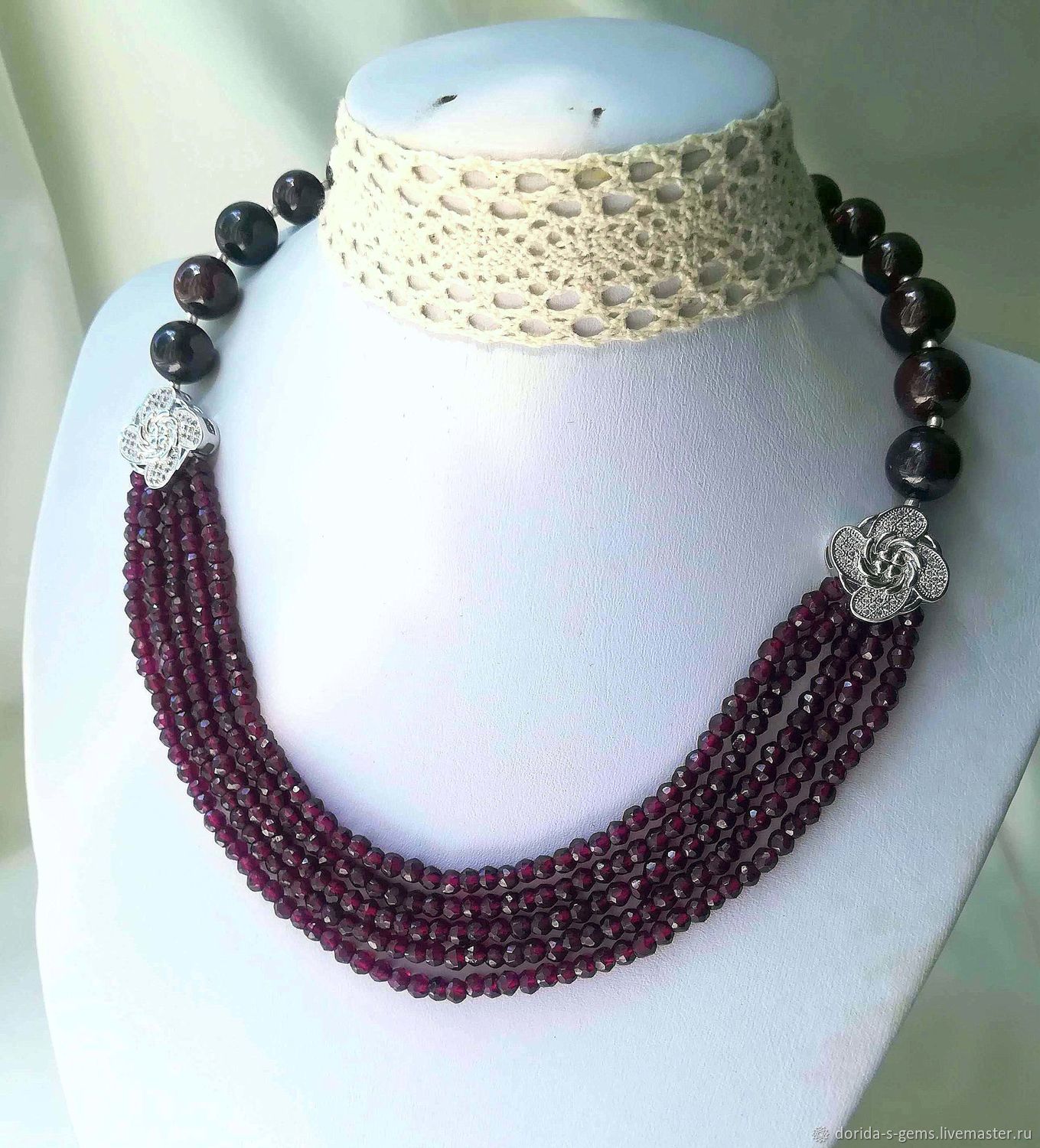 author's necklace, handmade jewelry, garnet necklace, garnet necklace, garnet beads, garnet necklace, elegant necklace, jewelry pomegranate necklace
