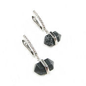 Украшения handmade. Livemaster - original item Black earrings, earrings with stones, earrings with cubic zirconia and howlite. Handmade.