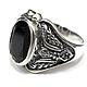 Кольцо серебряное Крылья с ониксом SAR24-006. Кольца. Blacksilver. Интернет-магазин Ярмарка Мастеров.  Фото №2