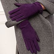 Винтаж handmade. Livemaster - original item Size 7. Elegant winter gloves made of purple leather and velour. Handmade.