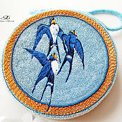 Сумки и аксессуары handmade. Livemaster - original item Handbag round beaded embroidered Swallows. Handmade.
