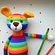 Rainbow puppy dog knitted plush Soft toy Dog. Stuffed Toys. sunnytoys-gifts. Online shopping on My Livemaster.  Фото №2