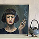 Oil painting of a girl smoking. Pictures. Regina Kuyukova. My Livemaster. Фото №4