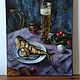  Натюрморт с пивом и рыбой. Скумбрия. Картины. Мария Бел. Ярмарка Мастеров.  Фото №4