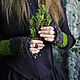Митенки «Собирающая травы», вязаные коричнево-зеленые, Митенки, Новосибирск,  Фото №1