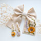 Order Bow Hairpin Linen - embroidery flowers, spikelets. annetka-ann (annetka-ann). Livemaster. . Hairpins Фото №3