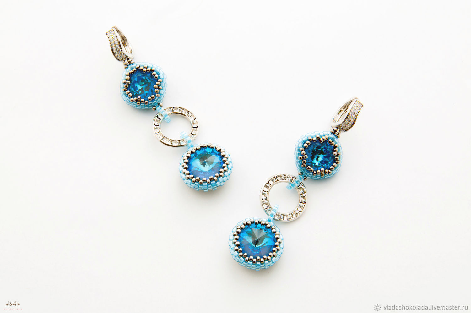 Длинные серьги с кристаллами Swarovski "Небесная капель" купить в ...