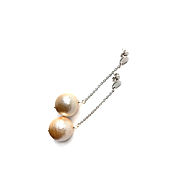 Украшения handmade. Livemaster - original item Golden beige poussettes with cotton pearls. Handmade.