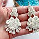 Белые новогодние серьги. Серьги классические. Annka Soutache Украшения из сутажа. Ярмарка Мастеров.  Фото №4