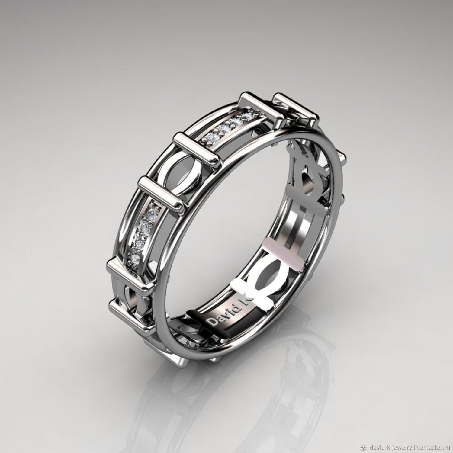 Мужское обручальное кольцо из белого золота Инфинити