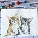 "Доброе утро!" картина акварелью (кошки, животные), Картины, Корсаков,  Фото №1