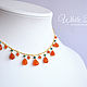 Carnelian drop necklace, green onyx, gilt, orange. Necklace. White Book. Online shopping on My Livemaster.  Фото №2