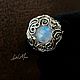 Кольцо с лунным камнем женское регулируемое! Dark Moon Ring. Перстень. Кулоны, гребни и другие украшения с камнями ручной работы (del-moro). Ярмарка Мастеров.  Фото №15
