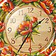 Часы Маки роспись Часы из кедра. Часы классические. Наталья Петрова  Авторская роспись. Интернет-магазин Ярмарка Мастеров.  Фото №2