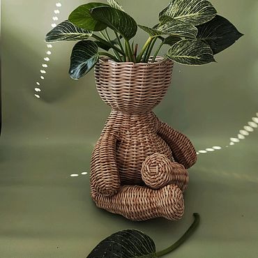 Цветы и флористика ручной работы. Ярмарка Мастеров - ручная работа Плетёное кашпо человечек, Пухлый йог. Handmade.