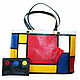 Leather tote bag Mondrian.red yellow black bag "Squares", Tote Bag, Bologna,  Фото №1