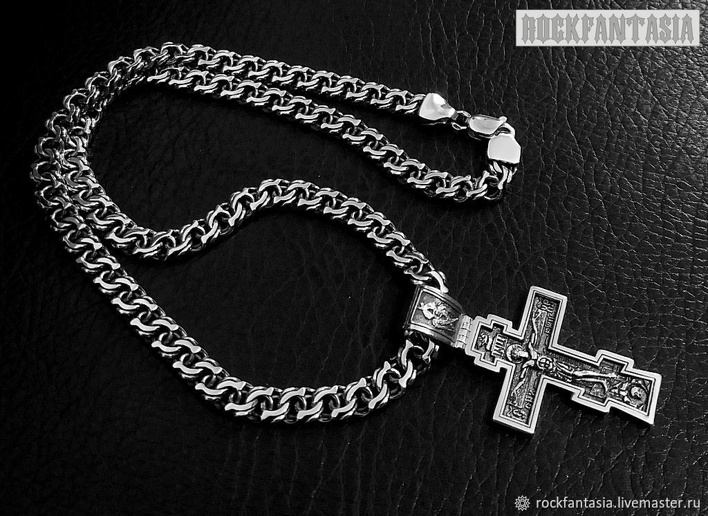 Серебряная цепочка с крестом мужская