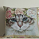 Pillowcase tapestry decorative cat in roses. Pillowcases. Knitted cozy. My Livemaster. Фото №4