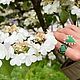 Order Green ring with a beaded heart. Bright ring heart. Only_you_byElena. Livemaster. . Rings Фото №3