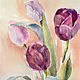 Watercolor miniatures. Purple tulips. Pictures. ArtShipilina. Online shopping on My Livemaster.  Фото №2