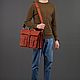 Leather briefcase 'Miron' (red). Brief case. Russian leather Guild. My Livemaster. Фото №6
