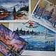 Paintings: landscape winter forest sunset snow LANDSCAPES. Nature. Pictures. pictures & decor of TanyaSeptember. Online shopping on My Livemaster.  Фото №2