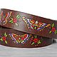 Butterfly Hand Painted Belt, Genuine Leather Belt. Straps. Made In Rainbow. My Livemaster. Фото №4
